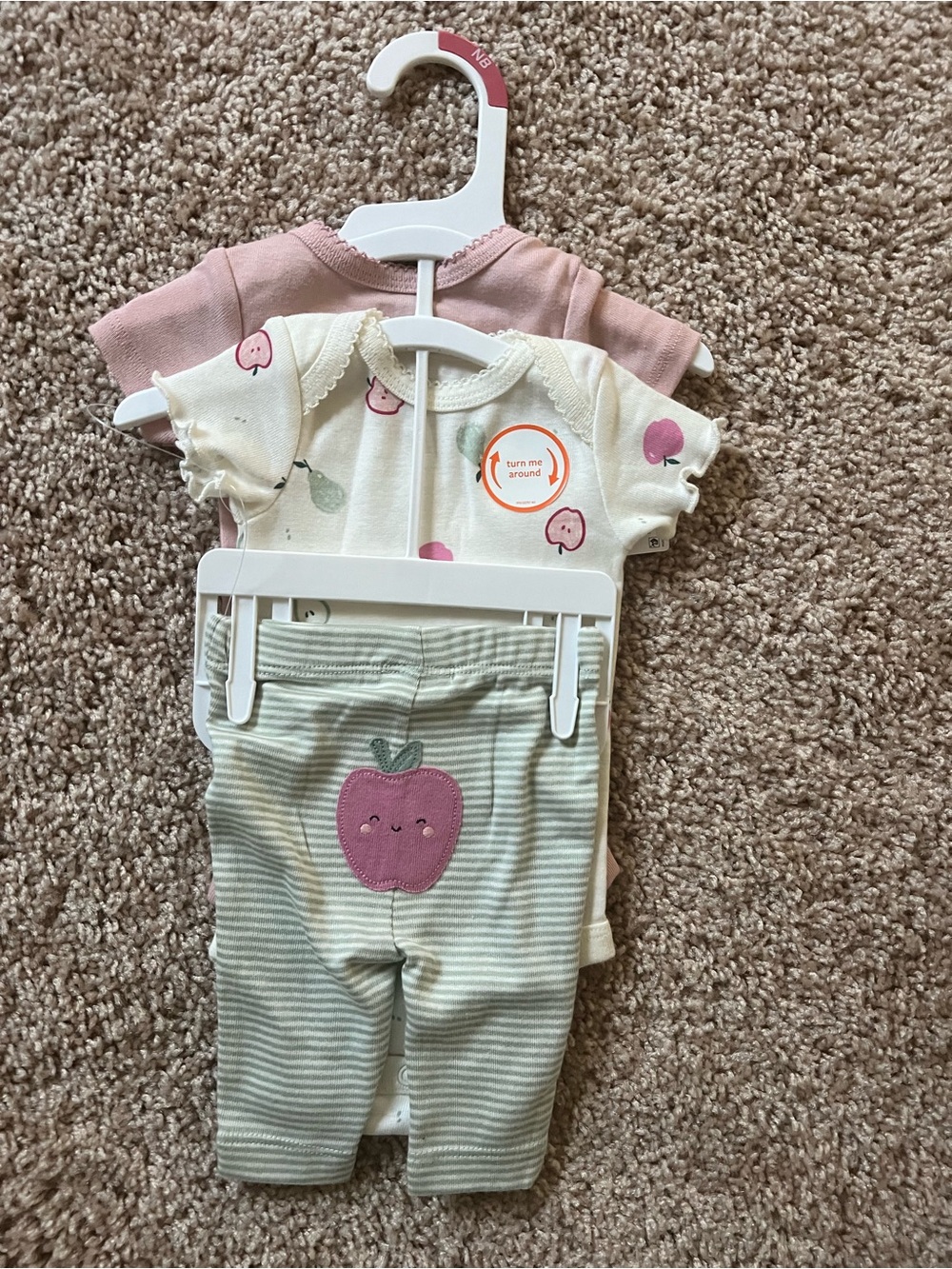 Carter's Pink, Cream & Light Green 3-Piece Baby Set